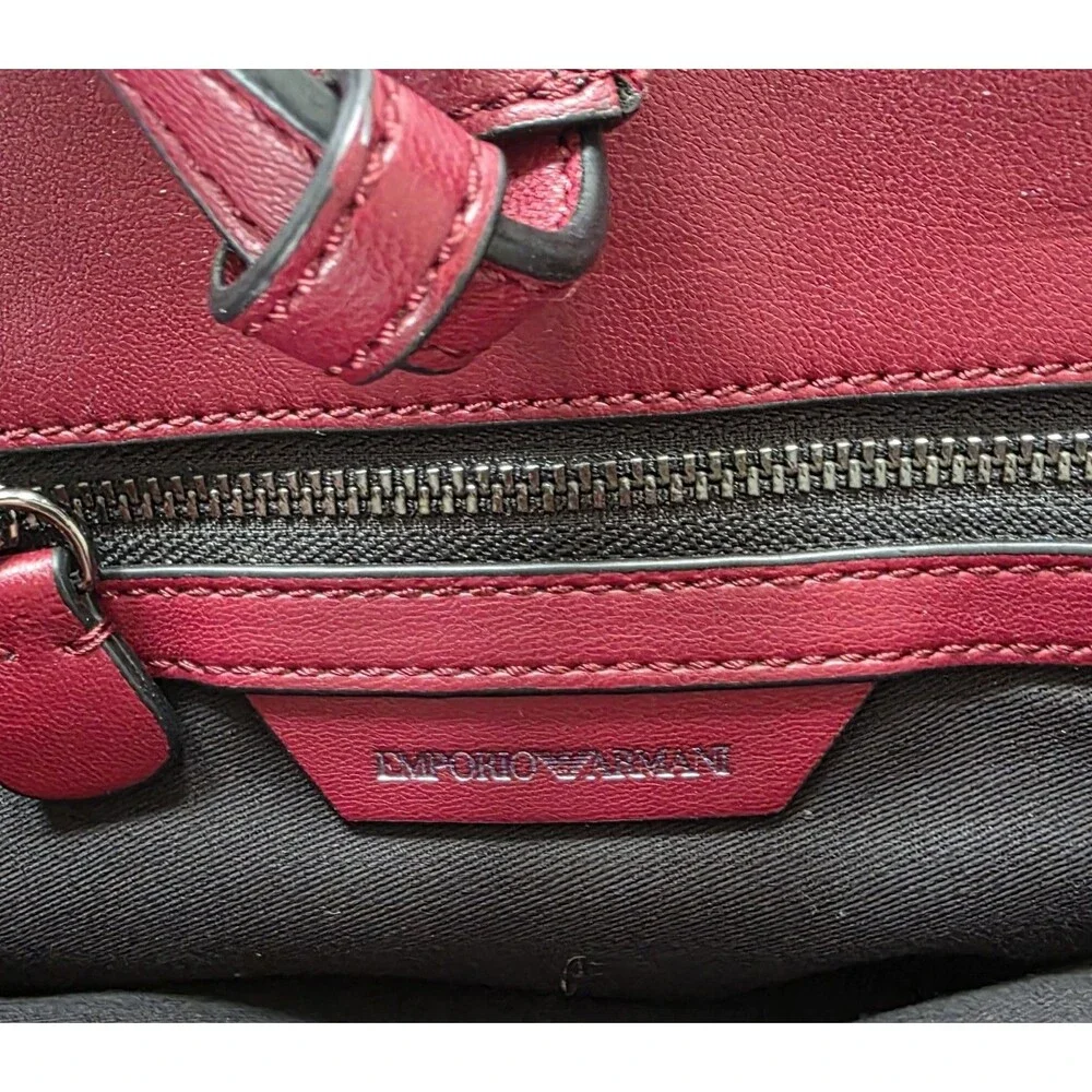 Emporio Armani Y3D021 Bordeaux Woven Shopping Tote Bag Shoulder Strap Dust Bag
